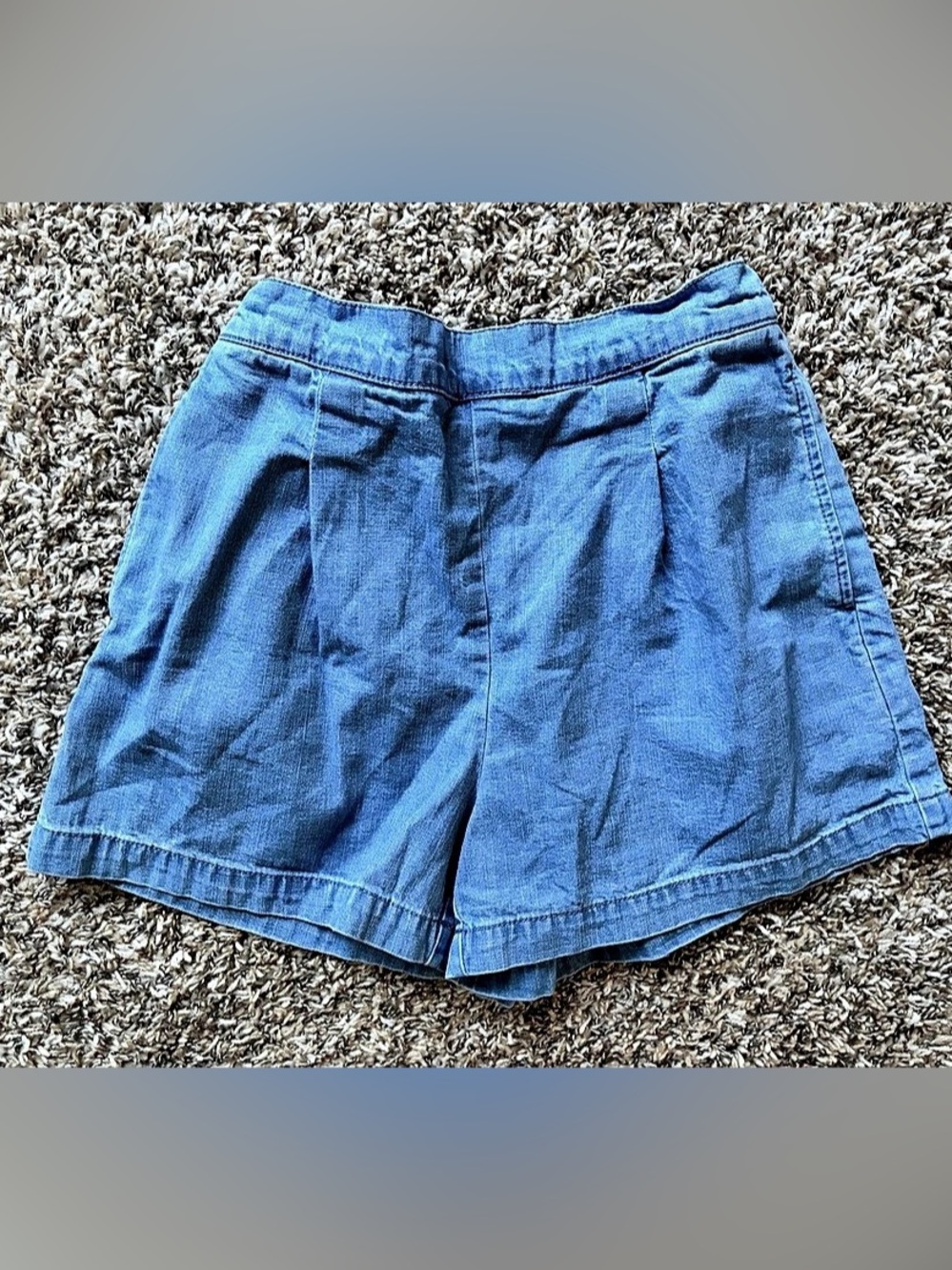 Madewell Pull-On Shorts in Denim Chambray Blue High Waist Small